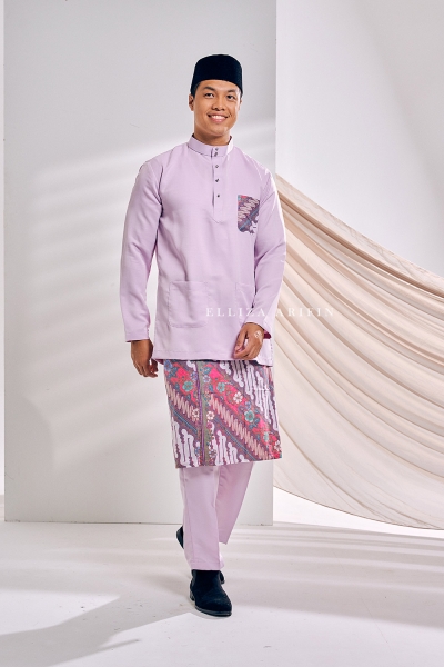 Baju Melayu Batik in Lupine Pink